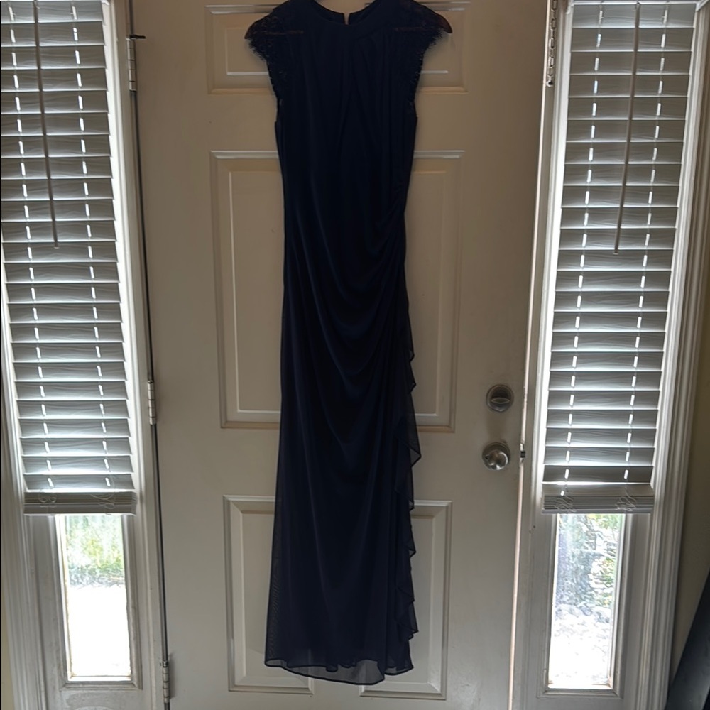 Betsy & Adam Blue Cap Sleeve Gown for Cocktail